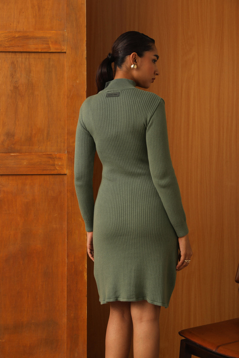 Organic Cotton Sage Green Casual Knit Dress – Primal Gray