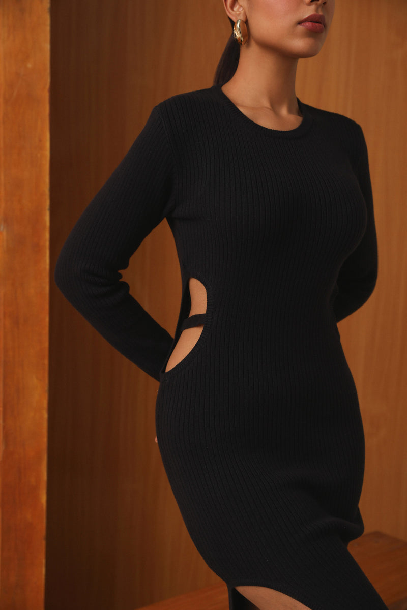 Sleek and Stylish: Black Cut Out Dress for Women