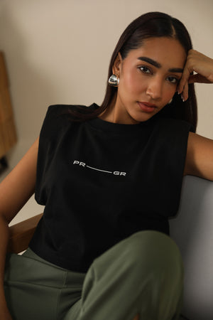 Rolled Shoulder Crop Top